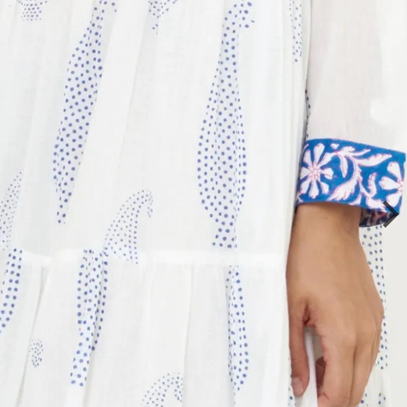 Oliphant Mandarin Aptos Blue White and Blue Paisley Maxi Dress Medium NWT NEW - Picture 5 of 5